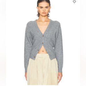 NWT R 13 Heather Gray Button-Up Cardigan with uneaten cutout back M